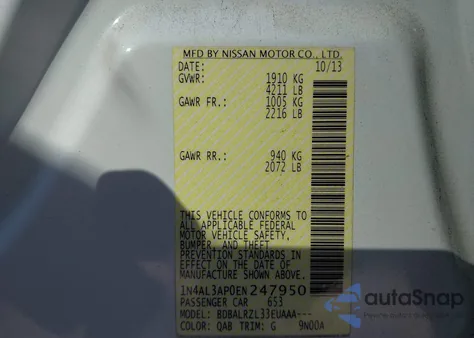 2014 Nissan Altima 2.5 S from USA, damaged, VIN 1N4AL3AP0EN247950